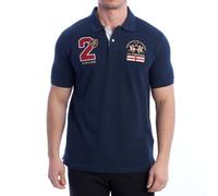 La Martina Herren Poloshirt, kurzärmelig, klassische Passform, YMP315-PK031. Poloshirt für Herren, aus 100% Baumwolle, mit V-Ausschnitt, in Blau, Größe M