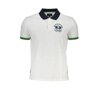 La Martina Elegantes weißes Baumwoll-Poloshirt mit kontrastierenden Herren-Akzenten, Weiss/opulenter Garten, Mittel