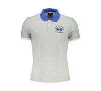 LA MARTINA Kurzarm Poloshirt Grau mit Logo Details - Größe: S