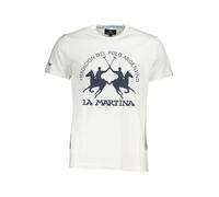 La Martina Raffiniertes Herren-T-Shirt mit Rundhalsausschnitt, Weiss/opulenter Garten, XL