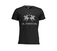 La Martina Schwarzes Baumwoll-Herren-T-Shirt 2XL
