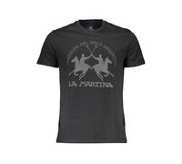 La Martina Schwarzes Baumwoll Herren T-Shirt M