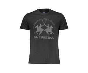 La Martina Schwarzes Baumwoll Herren T-Shirt M