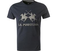 LA MARTINA T-Shirt Herren Regular Fit Kurzarm Rundhals Baumwolle blau, M