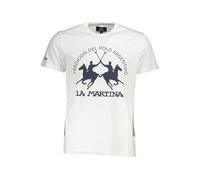 La Martina Raffiniertes Herren-T-Shirt mit Rundhalsausschnitt, Weiss/opulenter Garten, XL