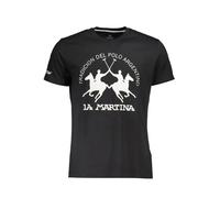 La Martina Schwarzes Baumwoll-T-Shirt für Herren, Schwarz, L