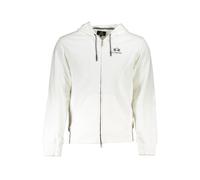 La Martina Weißer Baumwoll-Herrenpullover mit Kapuze und Reißverschlusstaschen XL