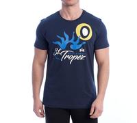 La Martina Yasser P24 Herren-T-Shirt mit Rundhalsausschnitt aus Baumwolljersey, Marineblau, Marina Military, XXL