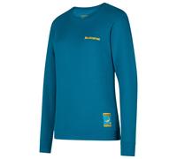 La Sportiva - Women's Climbing On The Moon Sweatshirt - Pullover, Gr. L, blau (Turchese/Giallo)