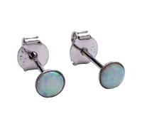 Lab Opal Ohrstecker aus 925 Sterling Silber rhodiniert 4mm Ohrringe für Damen und Mädchen (4mm)