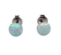Lab Opal Ohrstecker aus 925 Sterling Silber rhodiniert 6mm Ohrringe für Damen und Mädchen