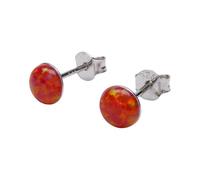 Lab Opal Ohrstecker aus 925 Sterling Silber rhodiniert 6mm Ohrringe für Damen und Mädchen (Orange)