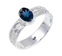Laborgezüchteter Londoner Blautopas Edelstein-für Herren und Damen925er-SterlingSilber Band Ring Geschenkartikel Schmuck TSR117AT_10 (56 (17.8))