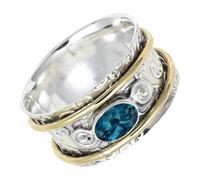 Laborgezüchteter Londoner Blautopas Edelstein Ring Herren und Damen Spinner Ring 925 Sterling Silber Meditationsring Alle Größen handgefertigter Schmuck CRG1212AT3_(49 (15.6))