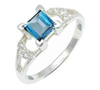Laborgezüchteter Londoner Blautopas Edelstein Sterling Silber Handgefertigter Band Ring Geschenkartikel für Männer und Frauen Schmuck CRG1247AT13_(59 (18.8))