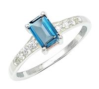 Laborgezüchteter Londoner Blautopas Edelstein Sterling Silber Handgefertigter Band Ring Geschenkartikel für Männer und Frauen Schmuck CRG1239AT6_(52 (16.6))