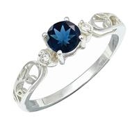 Laborgezüchteter Londoner Blautopas Edelstein Sterling Silber Handgefertigter Band Ring Geschenkartikel für Männer und Frauen Schmuck CRG1237AT7_(53 (16.9))