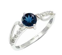 Laborgezüchteter Londoner Blautopas Edelstein Sterling Silber Handgefertigter Band Ring Geschenkartikel für Männer und Frauen Schmuck CRG1242AT20_(66 (21.0))