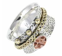 Laborgezüchteter Morganit Edelstein Ring Herren und Damen Spinner Ring 925 Sterling Silber Meditationsring Alle Größen handgefertigter Schmuck CRG1213BC29_(75 (23.9))