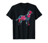 Labrador Blume Lustige Hunde-Silhouette Tropische Blumen Geschenke T-Shirt