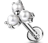 Labret Dreieck Perlen Silber Innengewinde