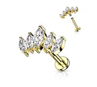 Labret Marquise Schliff 5 Zirkonia Innengewinde