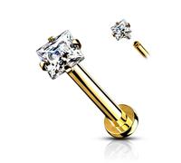 Labret Quadrat Zirkonia Innengewinde