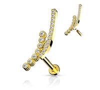 Labret Stab Gebogen Zirkonia Innengewinde