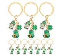LABRIMP 10 Schlüsselanhänger zum St. Patrick's Day - Vierblättriges Kleeblatt, Koboldhut, Wichtel, Irischer Schlüsselring, Schmuckaccessoires für Frauen, Töchter, Freundinnen, Glücksbringer