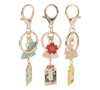 LABRIMP 3 Stück Japanische Kirschblüten Schlüsselanhänger mit Fächer Dekor Dekorative Schlüsselringe für Taschen und Autos Langlebiges Material