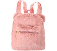 LABRIMP Bärenohren Rucksack aus Plüsch, Geräumiger Damen Freizeitrucksack | Rosa Flauschmaterial, Weiches Tragegefühl, Vielseitig Verwendbares Design, Elegante Optik