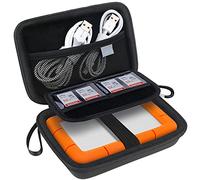 Lacdo Externe Festplattentasche Schutzhülle für LaCie Rugged/Rugged Mini/Rugged Thunderbolt USB-C Externe Festplatte HDD LAC9000298 1TB 2TB 4TB 5TB Eva Stoßfest Wasserdicht Tragetasche Case, Schwarz