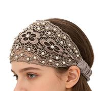 Lace Headband - Beaded Floral Pearl Head Wrap, Wide Elastic Boho Hairband, Wedding Styling Accessory, Apparel Category, White Vintage Embroidery For Travel Holiday Party