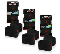 Laceeze Max Bands - As Seen on Dragons' Den - Ribbed Technology - Secure Laces, Prevents Unraveling, Fits Shoe Size UK 6.5+, Black, 3 Pack, Ideal for Sports Shoes, Football, Rugby, Hockey