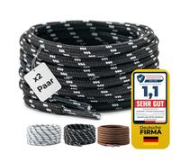 LaceHype 2 Paar - Premium Runde Schnürsenkel [ Ø4,5 mm ] Polyester für Arbeitsschuhe, Stiefel, Outdoorschuhe und Sportschuhe reißfeste Schuhbänder (Schwarz/Weiß, 90cm)