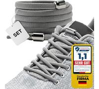 LaceHype - Premium Schnürsenkel ohne binden, elastischeSchuhbänder mit Metallkapseln, 1 oder 2 Paar - CP2 - mit Kapseln für Sneaker, Laufschuhe, Sporschuhe (Grau, 1P)