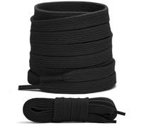 Laceter 2 Paar Flache Schnürsenkel aus Baumwolle 8 mm für Sneaker, Sportschuhe, Freizeitschuhe - Kompatibel mit Nike, Adidas, Converse, Vans - Reißfest und Langlebig - 180 cm - Schwarz x 2