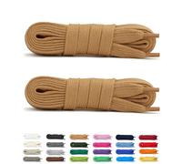 Laceter 2 Paar Flache Schnürsenkel aus Baumwolle 8 mm für Sneaker, Sportschuhe, Freizeitschuhe - Kompatibel mit Nike, Adidas, Converse, Vans - Reißfest und Langlebig - 180 cm - Hellbraun x 2