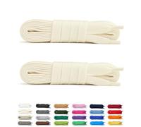 Laceter 2 Paar Flache Schnürsenkel aus Baumwolle 8 mm für Sneaker, Sportschuhe, Freizeitschuhe - Kompatibel mit Nike, Adidas, Converse, Vans - Reißfest und Langlebig - 180 cm - Cremefarben x 2