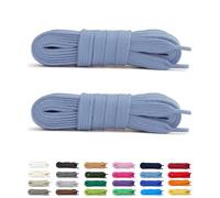 Laceter 2 Paar Flache Schnürsenkel aus Baumwolle 8 mm für Sneaker, Sportschuhe, Freizeitschuhe - Kompatibel mit Nike, Adidas, Converse, Vans - Reißfest und Langlebig - 150 cm - Himmelblau x 2