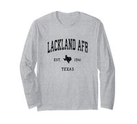 Lackland AFB Texas TX Sportdesign im Vintage-Stil, sportlich, schwarz Langarmshirt
