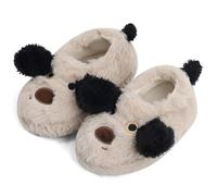 LACOFIA Hausschuhe Kleinkind Mädchen Jungen Pantoffeln Tiere Kinder Winter Plüsch Hausschuhe rutschfeste Khaki Hund 22/23