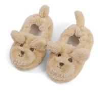 LACOFIA Hausschuhe Kleinkind Mädchen Jungen Pantoffeln Tiere Kinder Winter Plüsch Hausschuhe rutschfeste Khaki Bär 22/23