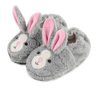 LACOFIA Hausschuhe Kleinkind Mädchen Pantoffeln Tiere Kinder Winter Plüsch Hausschuhe rutschfeste Grau Kaninchen 22/23