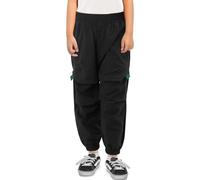 LACOFIA Jungen Cargohose Kinder Arbeitshose Outdoor Jogginghose mit Elastischer Taille Dünn Leicht Sschnelltrocknend Schwarz 134-140