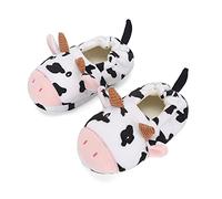 LACOFIA Kleinkind Plüsch Hausschuhe Kinder Mädchen Tiere Pantoffeln rutschfeste Hüttenschuhe Slipper Kühe 22/23