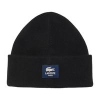 Czapka zimowa Czapka Lacoste Unisex Ribbed Cotton Badge Beanie - black - Schwarz