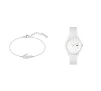 Lacoste Analog Quarzuhr für Damen mit Weisses Silikonarmband - 2001211 Gliederarmband für Damen Kollektion Crocodile - 2040046