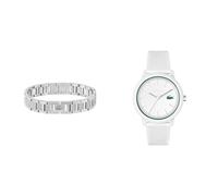 Lacoste Analog Quarzuhr für Herren mit Weisses Silikonarmband - 2011169 Armband mit Knebelverschluss für Herren Kollektion Metropole Verziert mit Petit piqué Muster - 2040117