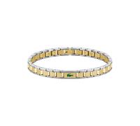 Gliederarmband LACOSTE "METROPOLE EDGE", edelstahlfarben, gelbgoldfarben, grün, Armbänder, Damen, 19cm, Edelstahl, Gliederarmband, Emaille (58017738-0)